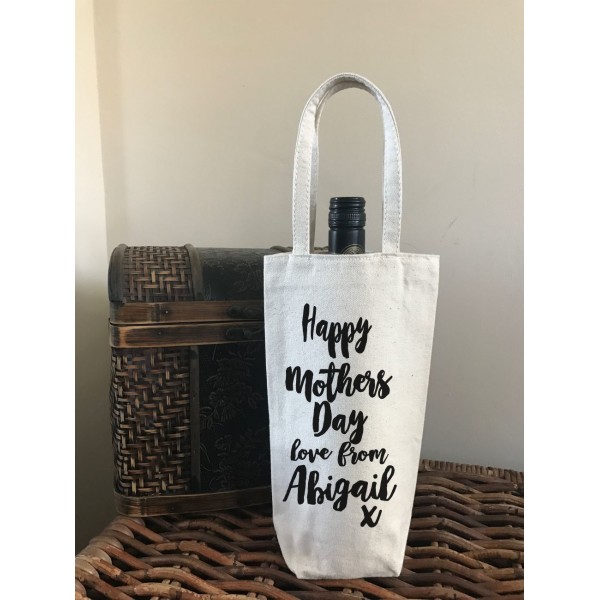 Personalised Happy Mothers Day Cotton Bottle Bag - Abigail Design
